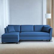 Casaliving Marvin LHS 4 Seater L Shape Sofa Set for Living Room (Black Fabric) Premium Fabric Sofa