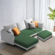 Casaliving Stanly LHS 4 Seater L Shape Sofa with Center Table for Living Room (Blue Fabric)