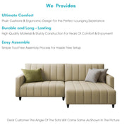 Netlie 4 Seater RHS L Shape Sofa Set for Living Room (Cream Fabric) Premium Fabric Sofa Set for Living Room