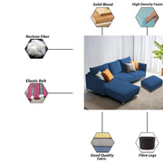 Casaliving Stanly LHS 4 Seater L Shape Sofa with Center Table for Living Room (Blue Fabric)