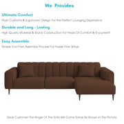 Damian RHS 4 Seater L Shape Sofa Set for Living Room (Brown Colour Fabric) Premium Fabric Sofa Set for Living Room