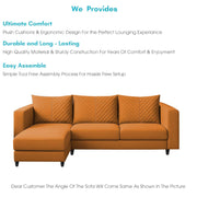 Mikasa 4 Seater LHS L Shape Sofa Set for Living Room (Orange Fabric) Premium Fabric Sofa Set for Living Room