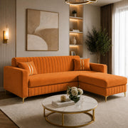 Casaliving Oliveira 4 Seater L Shape Convertible Sofa Set for Living Room, 3 Seater & Ottoman Modular Sectional Couch for Small Space (Yellow) Fabric
