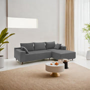 Casaliving Crystal 4 Seater RHS L Shape Sofa Set for Living Room (Black Fabric) Premium Fabric Sofa