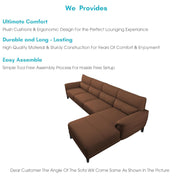 Janifer RHS 6 Seater L Shape Sofa Set for Living Room (Brown Colour) Premium Fabric Sofa Set
