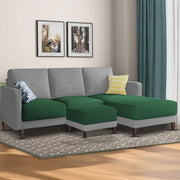 Swaloni RHS 4 Seater L Shape Sofa Set with Center Table for Living Room (Green Grey) Premium Fabric Sofa