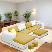 Badger RHS 8 Seater L Shape Sofa Set with Center Table for Living Room (Grey Fabric) Premium Fabric Sofa