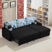 Rolando 4 Seater Sofa Cum Bed for Living Room (Cream Black) Premium Fabric Sofa