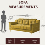 Julio 3 Seater Sofa Set for Living Room (Yellow Colour Fabric) Premium Fabric Sofa