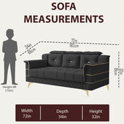 Julio 3 Seater Sofa Set for Living Room (Black Colour Fabric) Premium Fabric Sofa