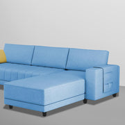 Linus RHS 4 Seater L Shape Sofa Set for Living Room (Turquise Fabric) Premium Fabric Sofa