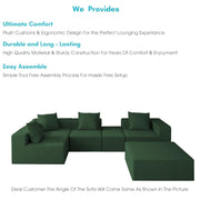 Sheron U Shaped Compressed Sofa Set for Living Room with Spacious Boucle Couch Set Living Rooms, (Green Fabric) Premium Fabric U Shape Sofa for Living Room