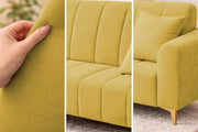 Velour Modern Velvet Sofa, Tufted Design Upholstered 3 Seater Sofa Set for Living Room, (Black Colour) Premium Velvet Fabric Sofa