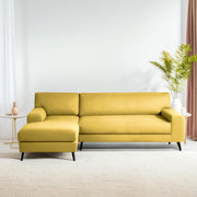 Casaliving Amelia RHS 6 Seater L Shape Sofa Set for Living Room (Black Fabric) Premium Fabric Sofa