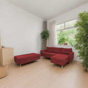 Ashton RHS 4 Seater L Shape Sofa Set with Center Table for Living Room (Maroon Fabric) Premium Fabric Sofa