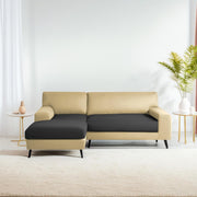 Casaliving Amelia RHS 6 Seater L Shape Sofa Set for Living Room (Black Fabric) Premium Fabric Sofa