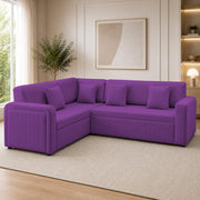 Casaliving Rion 6 Seater L Shape Corner Sofa Cum Bed for Living Room (Black Fabric) Premium Fabric Sofa Cum Bed