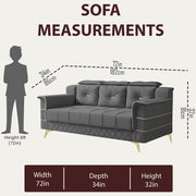 Julio 3 Seater Sofa Set for Living Room (Dark Grey Colour Fabric) Premium Fabric Sofa
