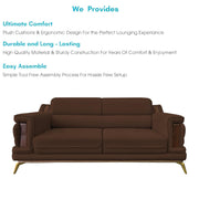 Falconar 3 Seater Sofa Set for Living Room (Brown Fabric) Premium Fabric Sofa
