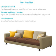Minta 3 Seater Sofa Set for Living Room (Cream Brown Colour Fabric) Premium Fabric Sofa
