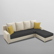 Jester 4 Seater Sofa Set with Center Table for Living Room (Cream Black Colour) Premium Fabric Sofa