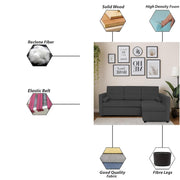 Megan RHS 4 Seater L Shaped Sofa Cum Bed for Living Room (Black Fabric) Premium Fabric Sofa