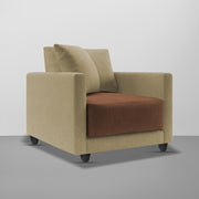 Dominic 1 Seater Sofa Set for Living Room (Black Grey Fabric) Premium Fabric Sofa