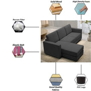 Casaliving Stoiny LHS 4 Seater L Shape Sofa Set for Living Room (Black Fabric) Premium Fabric Sofa