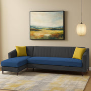Neyami LHS 6 Seater L Shape Sofa Set for Living Room (Blue Black) Premium Fabric Sofa Set