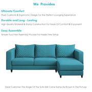 Mikasa 4 Seater RHS L Shape Sofa Set for Living Room (Turquise Fabric) Premium Fabric Sofa Set for Living Room