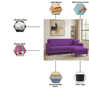 Valkyrie 4 Seater L Shape Convertible Sofa Set for Living Room, 3 Seater & Ottoman Modular Sectional Couch for Small Space (Purple Colour) Fabric