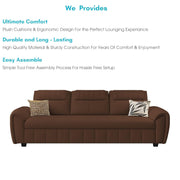 Alicia 3 Seater Sofa Cum Bed for Living Room (Brown Fabric) Premium Fabric Sofa
