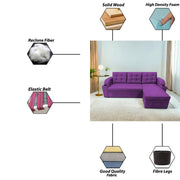 Grance LHS 4 Seater Corner Sofa Cum Bed for Living Room (Black Fabric) Premium Fabric Sofa