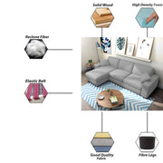 Martin 4 Seater LHS L Shape Sofa Set for Living Room (Grey Colour Fabric)