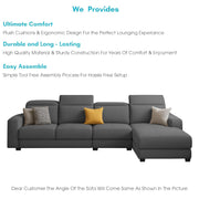 Orion RHS 6 Seater L Shape Sofa Set for Living Room (Dark Grey Colour) Premium Fabric Sofa