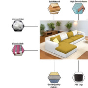 Badger LHS 6 Seater L Shape Sofa Set for Living Room (Black Fabric) Premium Fabric Sofa