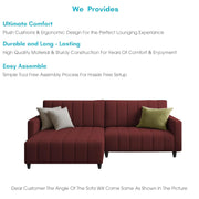 Netlie 4 Seater LHS L Shape Sofa Set for Living Room (Maroon Fabric) Premium Fabric Sofa Set for Living Room