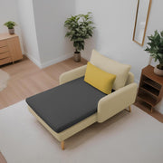 Vive 1 Seater Lounge Sofa for Living Room (Cream Black Colour) Premium Fabric Sofa