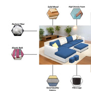 Badger RHS 8 Seater L Shape Sofa Set with Center Table for Living Room (Grey Fabric) Premium Fabric Sofa
