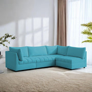 Lenser L Shaped Sofa Set for Living Room (Turquise Fabric) Premium Fabric Sofa Set