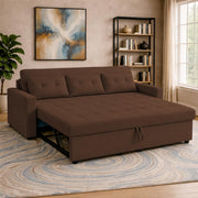 Casaliving Treshta 3 Seater with Ottomon Pull-Out Sofa Cum Bed (Black Color) Premium Fabric Sofa Set for Living Room | Bedroom