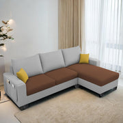 Casaliving Porto RHS 4 Seater L Shape Sofa Set for Living Room (Black Fabric) Premium Velvet Fabric Sofa Set - Black