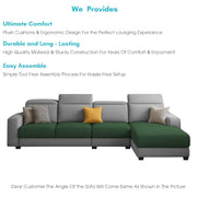 Orion RHS 6 Seater L Shape Sofa Set for Living Room (Green Grey Colour) Premium Fabric Sofa