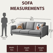 Mikasa 3 Seater Sofa Set for Living Room (Grey Colour Fabric) Premium Fabric Sofa