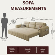 Alicia 3 Seater Sofa Cum Bed for Living Room (Cream Fabric) Premium Fabric Sofa