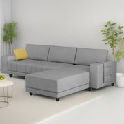 Linus RHS 4 Seater L Shape Sofa Set for Living Room (Dark Grey Fabric) Premium Fabric Sofa