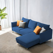 Casaliving Stanly LHS 4 Seater L Shape Sofa Set for Living Room (Blue Fabric) Premium Fabric Sofa