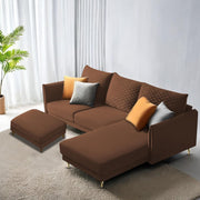 Casaliving Stanly LHS 4 Seater L Shape Sofa with Center Table for Living Room (Blue Fabric)