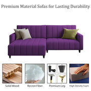 Netlie 4 Seater LHS L Shape Sofa Set for Living Room (Purple Fabric) Premium Fabric Sofa Set for Living Room