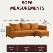 Mikasa 4 Seater RHS L Shape Sofa Set for Living Room (Orange Fabric) Premium Fabric Sofa Set for Living Room